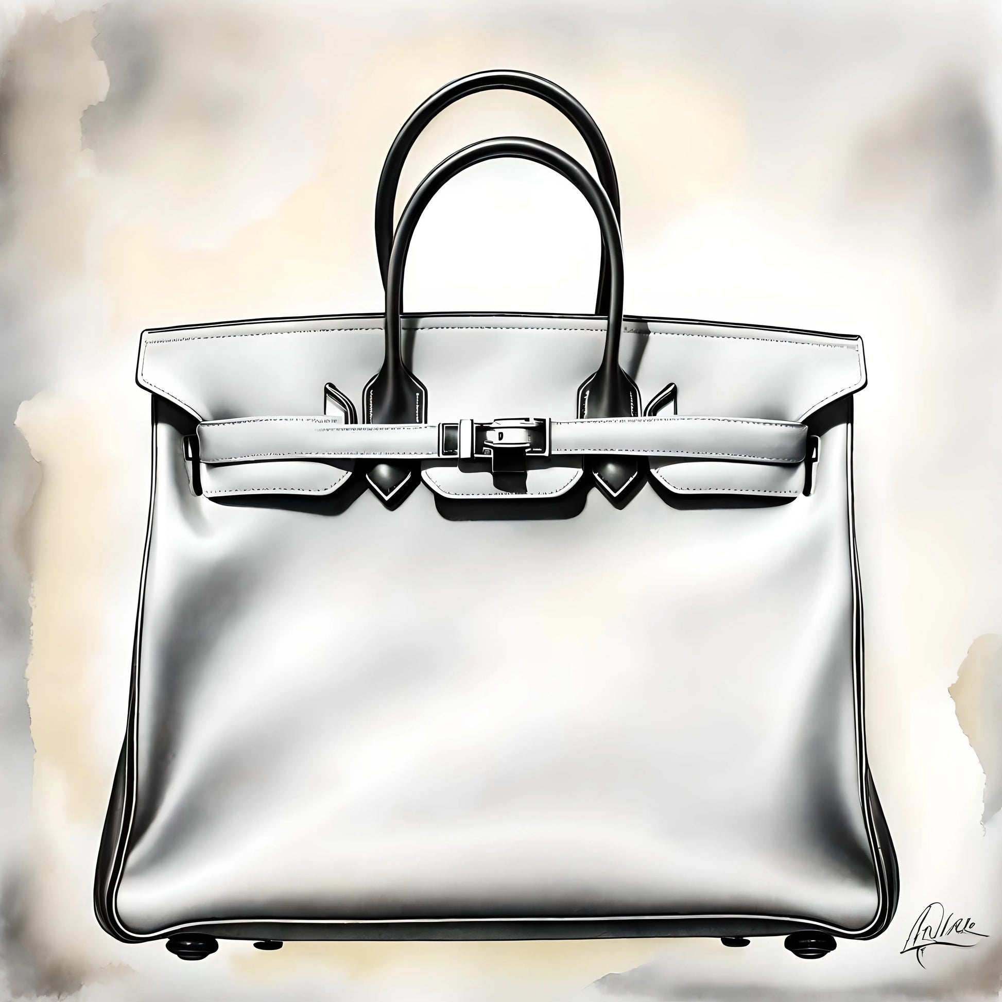 Exquisite Drawing of Hermes Birkin Tote TRY A PROMPT