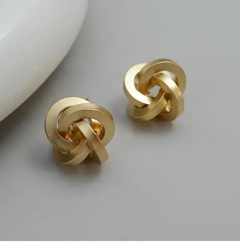 Golden Spiral Twine Knot Stud Earrings Try A Prompt