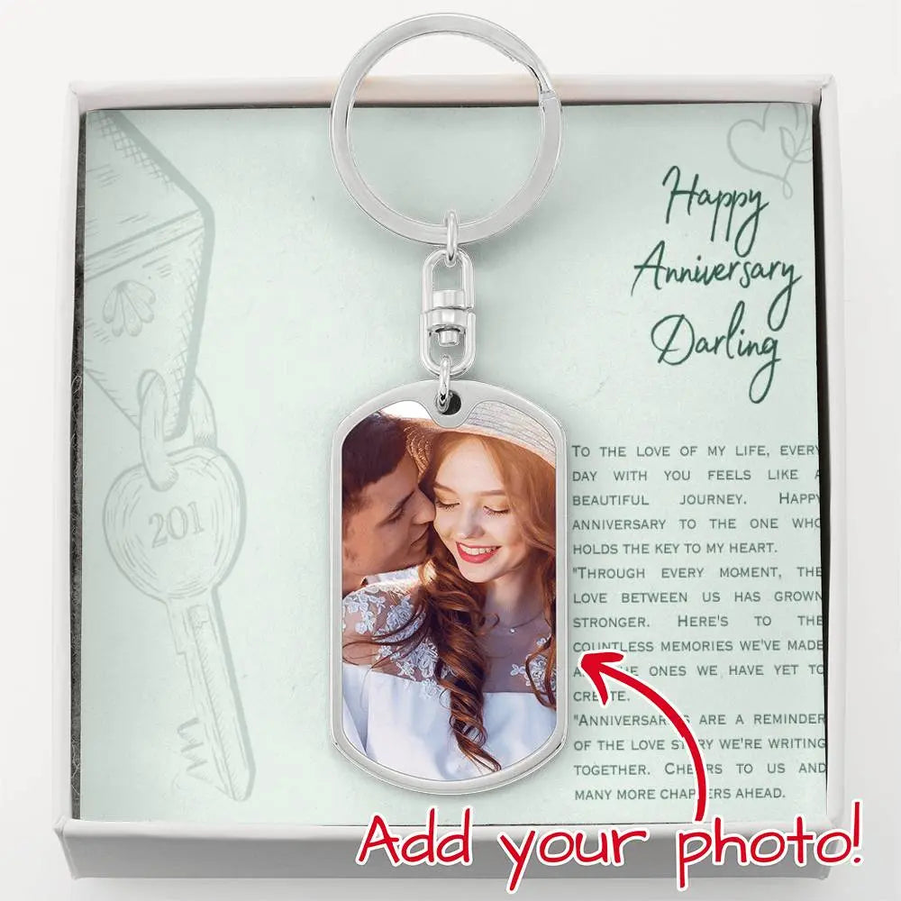 Happy Anniversary Personalized Dog Tag Keychain ShineOn Fulfillment