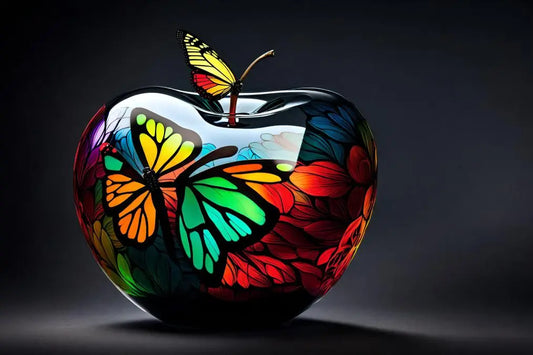 High Gloss Finish Butterfly in Glass Apple Photo Wall Art Try A Prompt