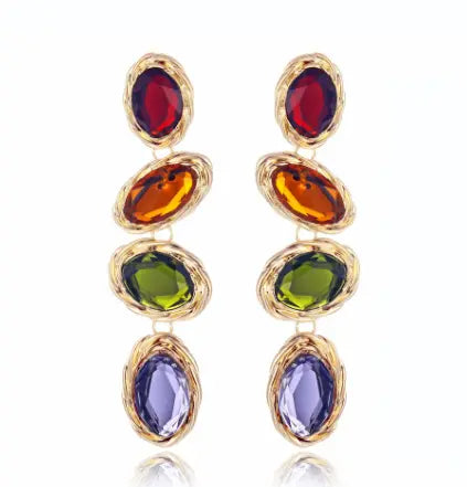 Multicolored Gems Drop Earrings Try A Prompt