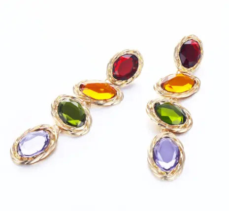 Multicolored Gems Drop Earrings Try A Prompt