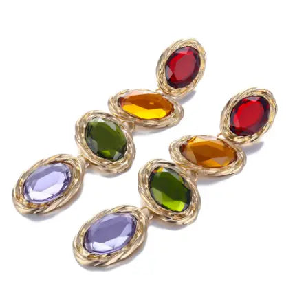 Multicolored Gems Drop Earrings Try A Prompt