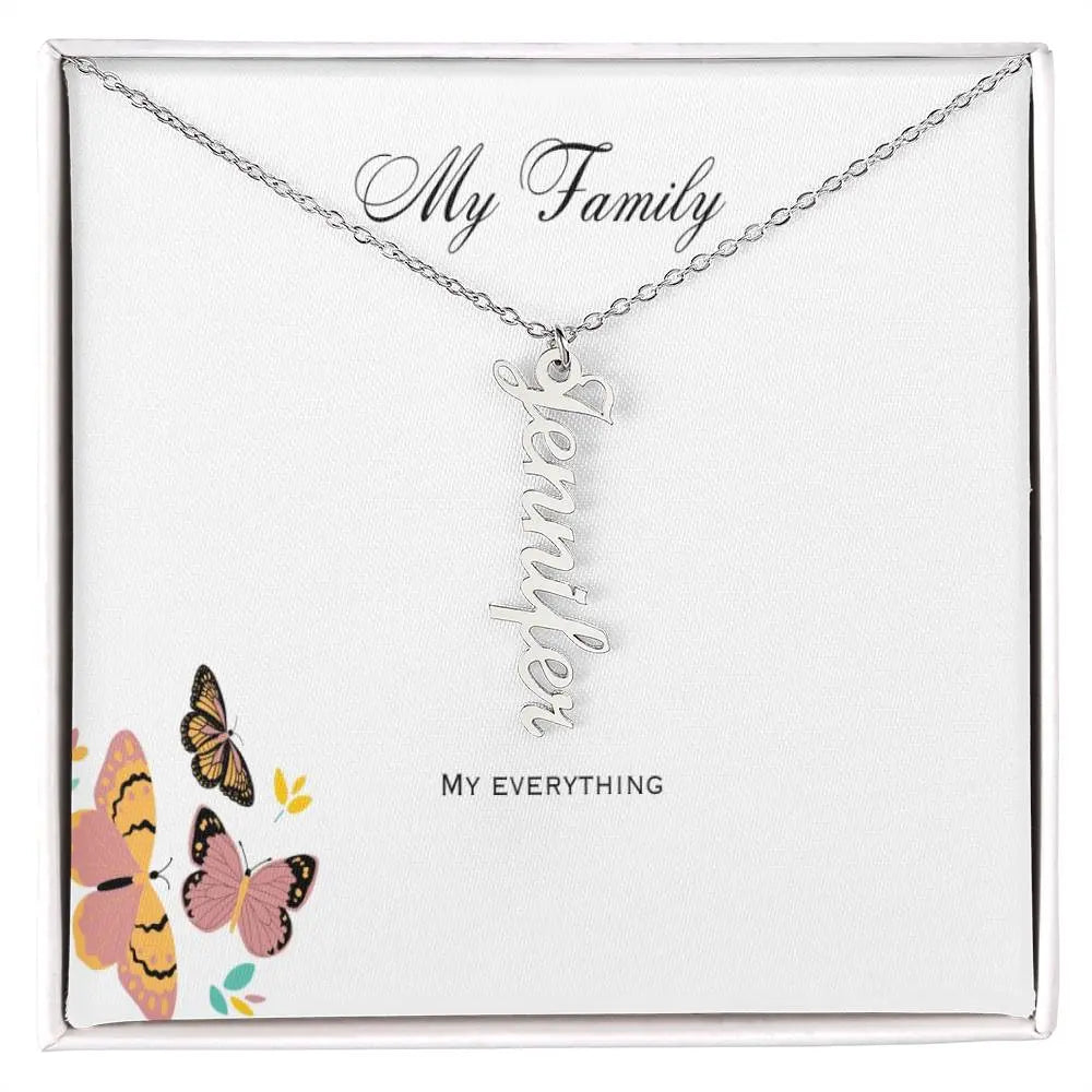 My Family Personalized Vertical Name Necklace ShineOn Fulfillment