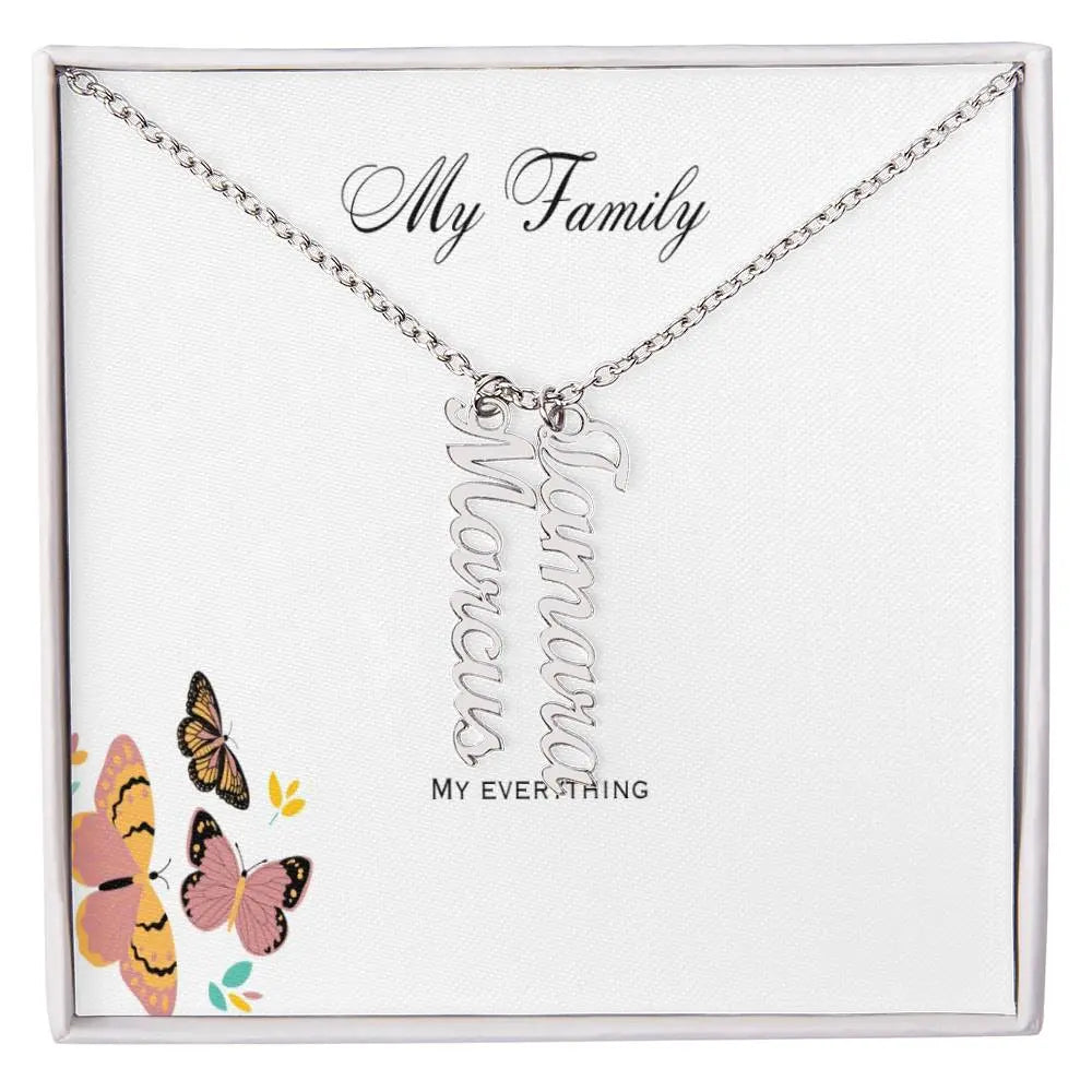 My Family Personalized Vertical Name Necklace ShineOn Fulfillment