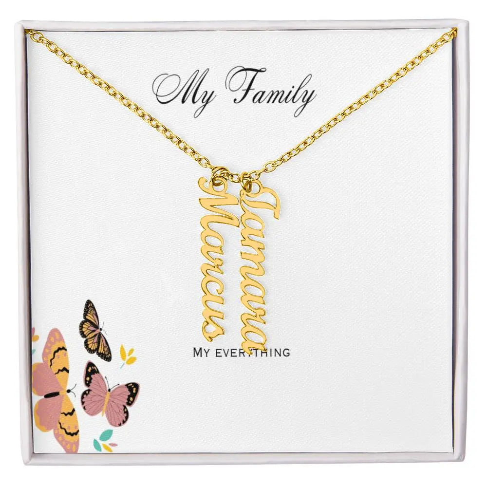 My Family Personalized Vertical Name Necklace ShineOn Fulfillment