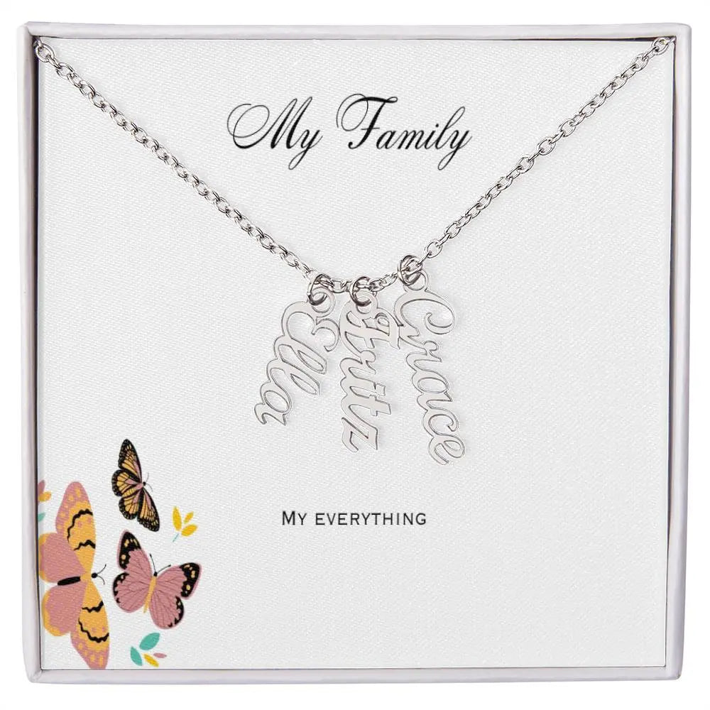 My Family Personalized Vertical Name Necklace ShineOn Fulfillment