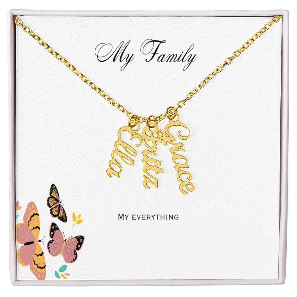 My Family Personalized Vertical Name Necklace ShineOn Fulfillment