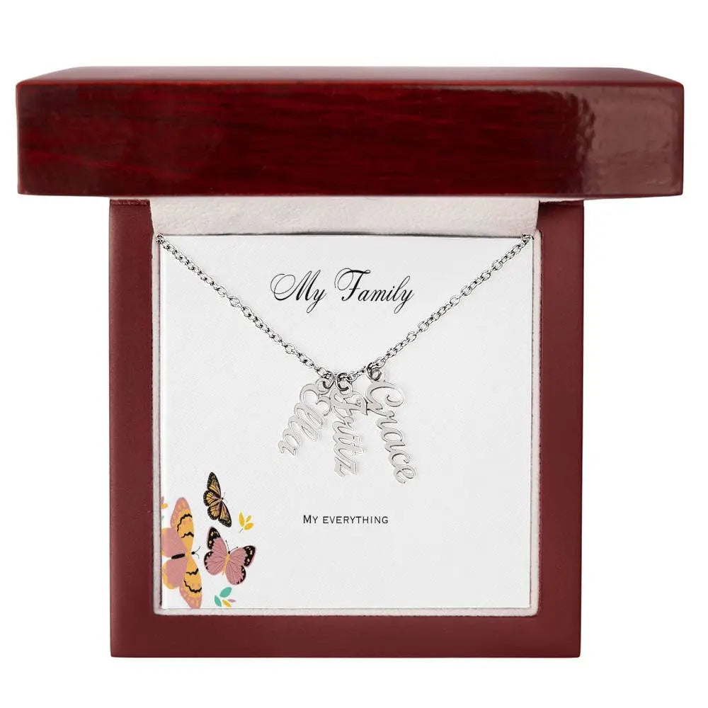 My Family Personalized Vertical Name Necklace ShineOn Fulfillment