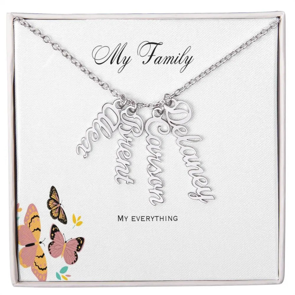 My Family Personalized Vertical Name Necklace ShineOn Fulfillment