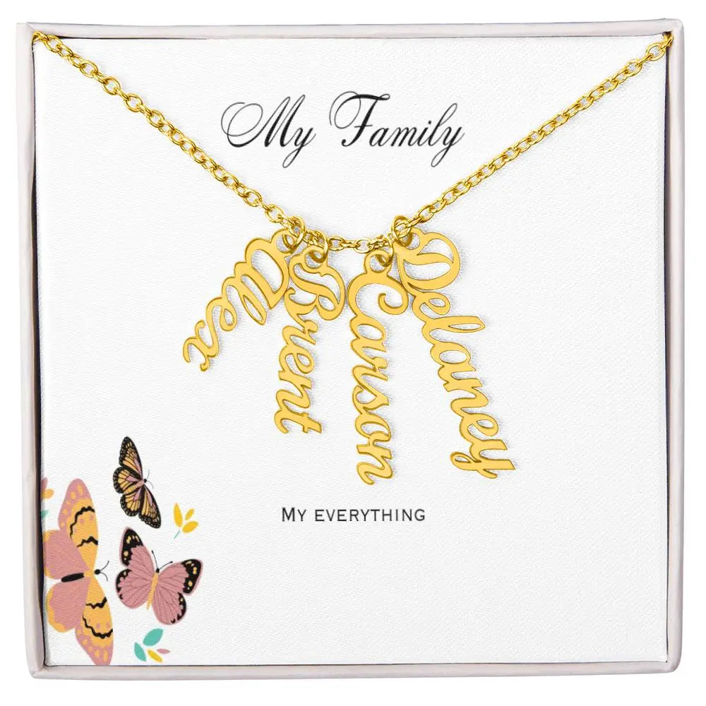 My Family Personalized Vertical Name Necklace ShineOn Fulfillment