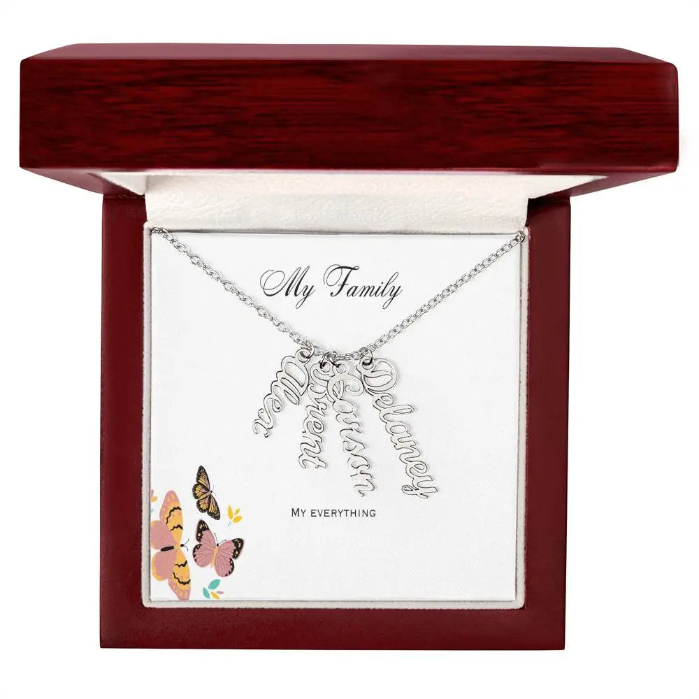 My Family Personalized Vertical Name Necklace ShineOn Fulfillment