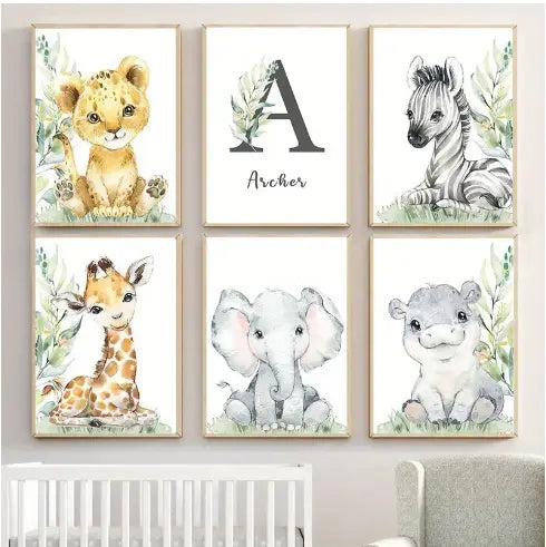 Personalized Baby Animals with Baby Name Wall Art Try A Prompt