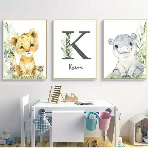 Personalized Baby Animals with Baby Name Wall Art Try A Prompt