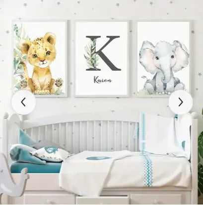 Personalized Baby Animals with Baby Name Wall Art Try A Prompt