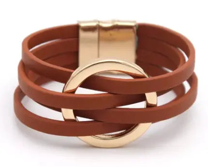 Ring Woven in Leather Straps Bracelet Try A Prompt