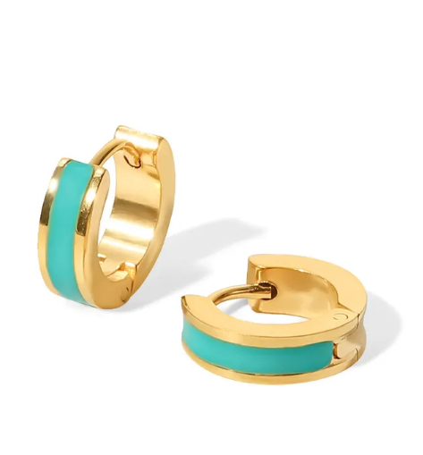 Gold and Colored Enamel Hoop Studs - Try A Prompt