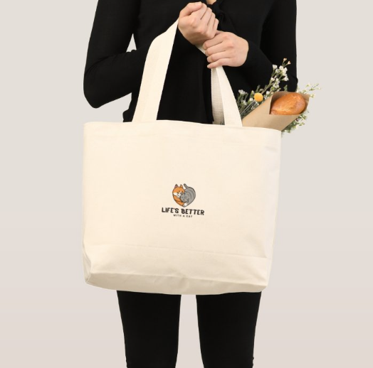 Life's Better With A Cat Jumbo Tote Bag - Try A Prompt