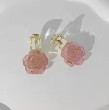 Sparkling Pink Rose Drop Earrings Try A Prompt