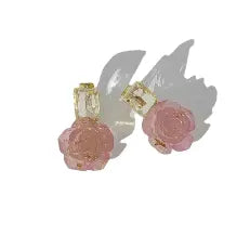 Sparkling Pink Rose Drop Earrings Try A Prompt