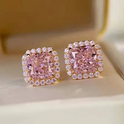 Vibrant Hot Pink Rhinestone Stud Earrings Try A Prompt