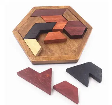 Wooden Hexagonal Geometric Puzzle Try A Prompt